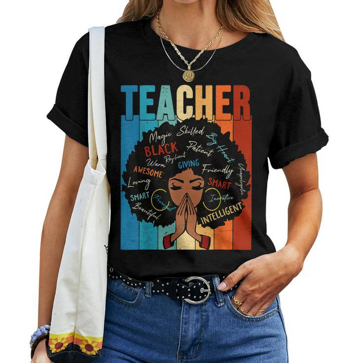Vintage Afro Black History Month African American Teacher V4 Women T-shirt