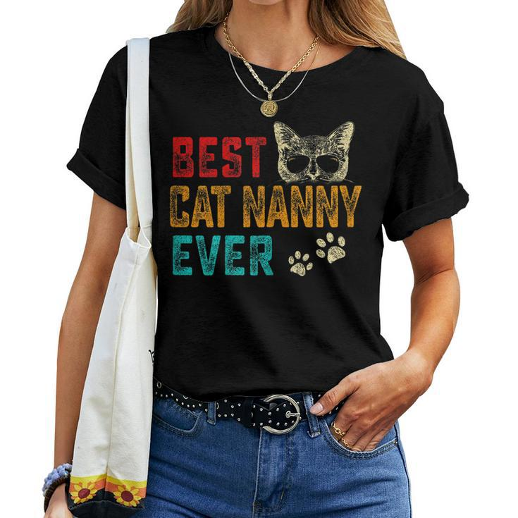 Vintage Best Cat Nanny Ever Family Pet Kitten Lover Women T-shirt
