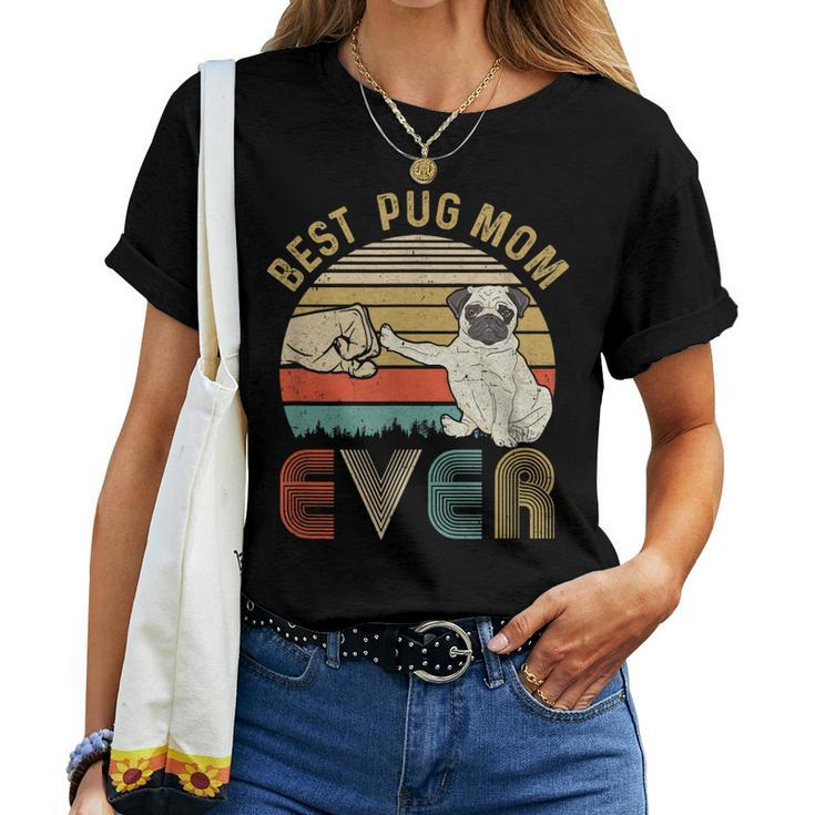 Vintage Best Pug Mom Ever Bump Fit Funny Mom Women T-shirt