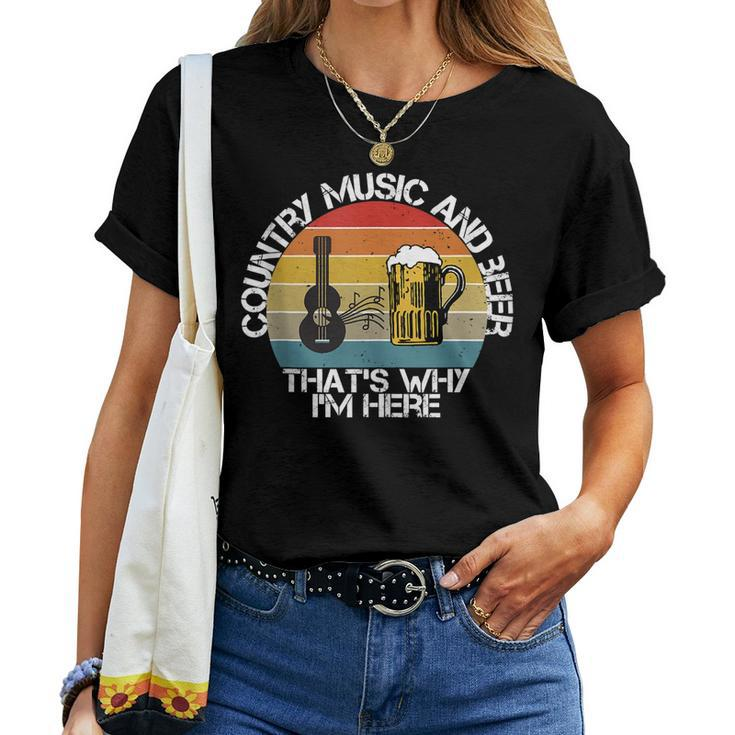 Vintage Country Music And Beer Thats Why Im Here Mens Women T-shirt