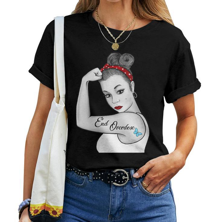 Womens Vintage End Overdose Pinup Girl Tattoo Butterfly Women T-shirt