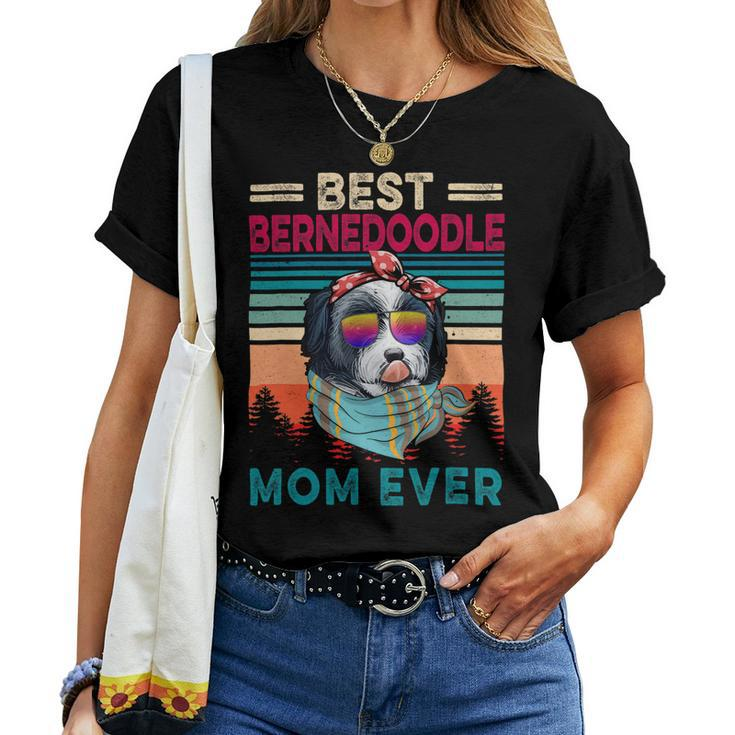 Vintage Retro Best Bernedoodle Mom Ever Cool Dog Mother Day Women T-shirt Casual Daily Crewneck Short Sleeve Graphic Basic Unisex Tee