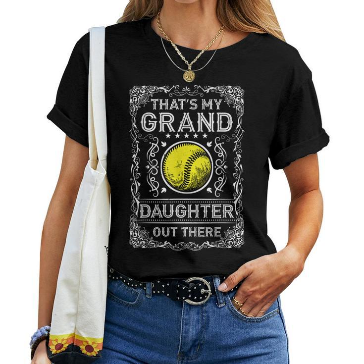 Vintage Softball Grandpa And Grandma Gifts Funny Softball Women T-shirt