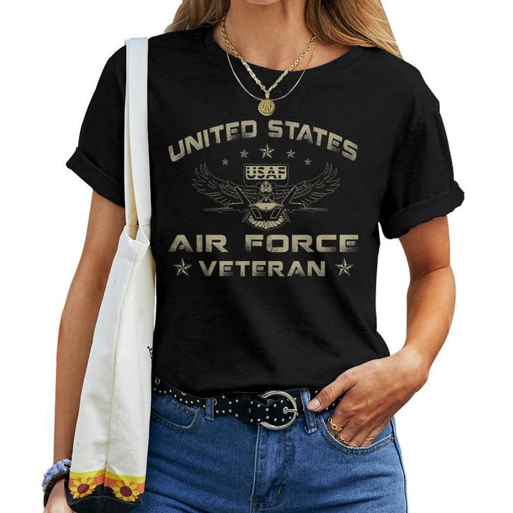 Vintage Usa Flag Proud Us Air Force Veteran For Men Women Women T-shirt