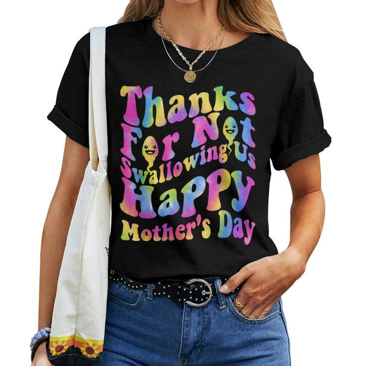 Wavy Groovy Thanks For Not Swallowing Us Happy Mothers Day  Women Crewneck Short T-shirt