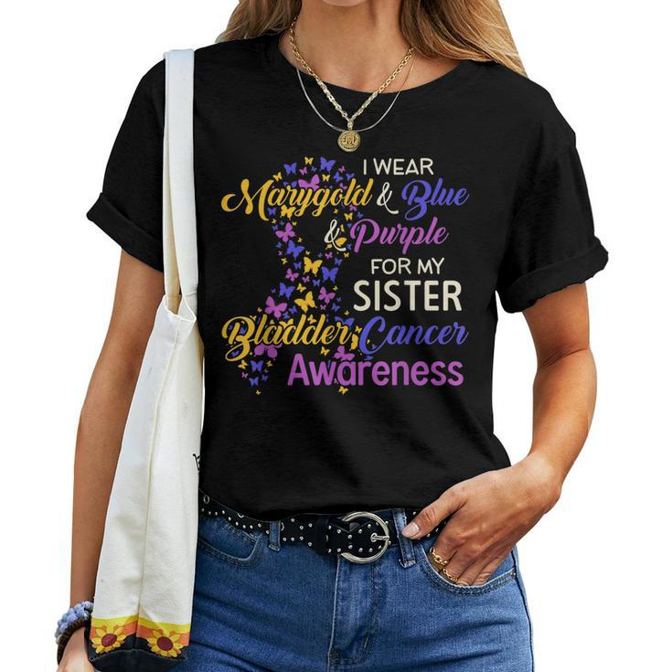 I Wear Marygold Blue Purple For My Sister Bladder Cancer Women T-shirt
