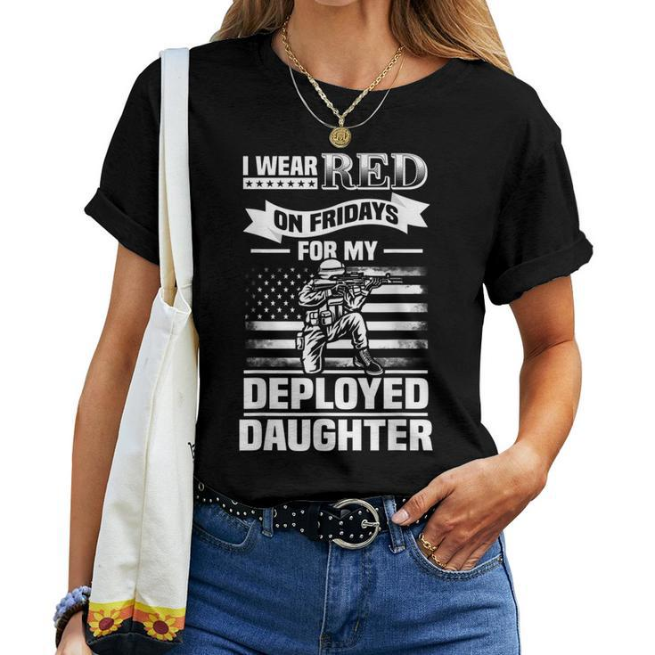 Wear Red For My Daughter On Fridays Military Design Deployed Women T-shirt