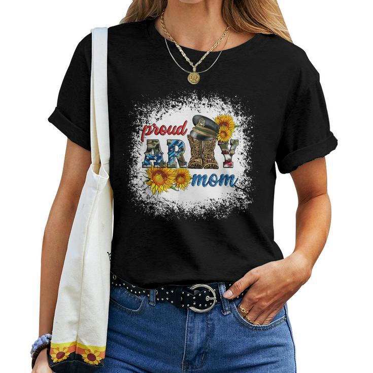 Western Proud Army Mom Military Boots Sunflower Women T-shirt