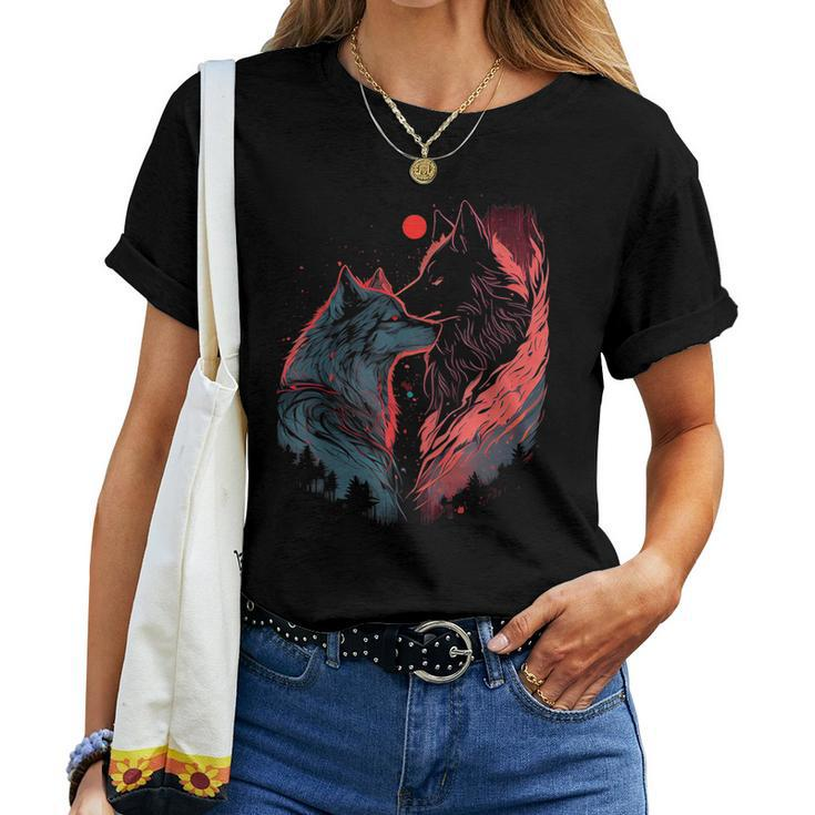 Wolf Love Animal Graphic For Men Women Boys Girls Women T-shirt