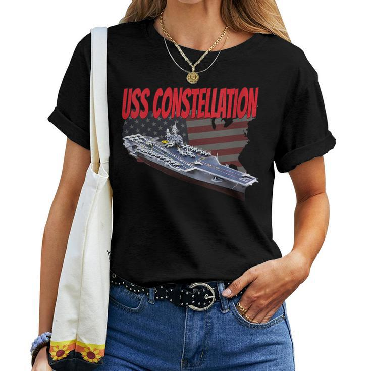 Womens Aircraft Carrier Uss Constellation Cv-64 For Grandpa Dad Son Women T-shirt