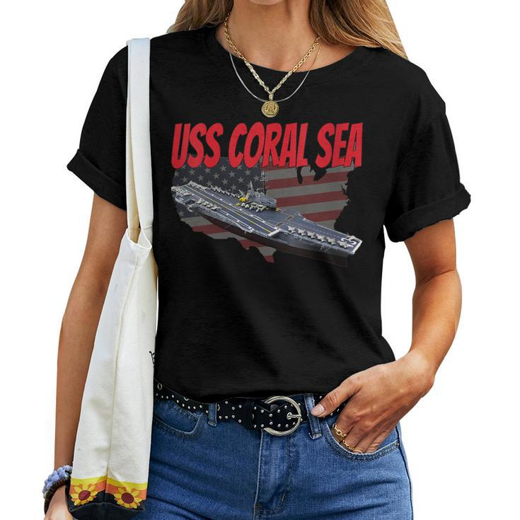 Womens Aircraft Carrier Uss Coral Sea Cva-43 For Grandpa Dad Son Women T-shirt