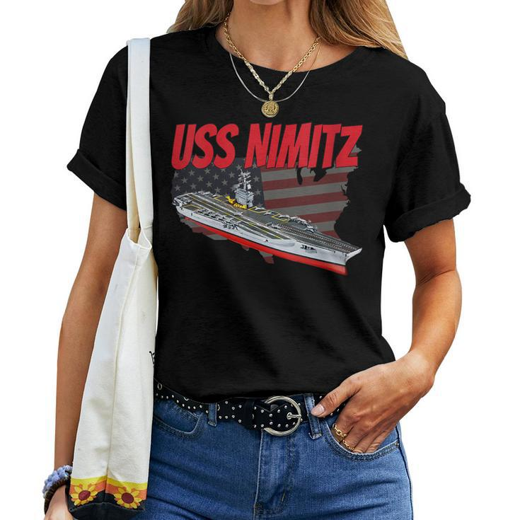 Womens Aircraft Carrier Uss Nimitz Cvn-68 For Grandpa Dad Son Women T-shirt