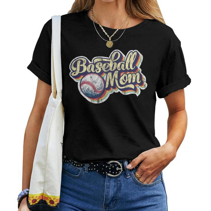 Womens Baseball Mom Retro Vintage Distressed Mothers Day Present Women T-shirt