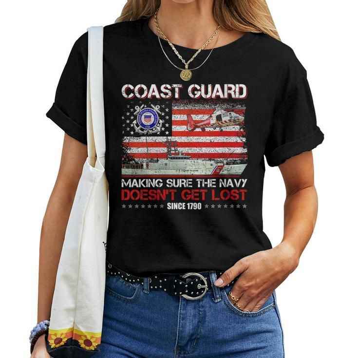 Womens Coast Guard Veteran Uscg American Flag Veterans Day Women T-shirt
