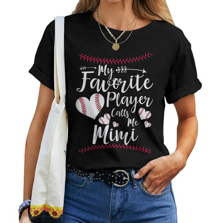 Womens My Favorite Player Calls Me Mimi Baseball Heart Women T-shirt