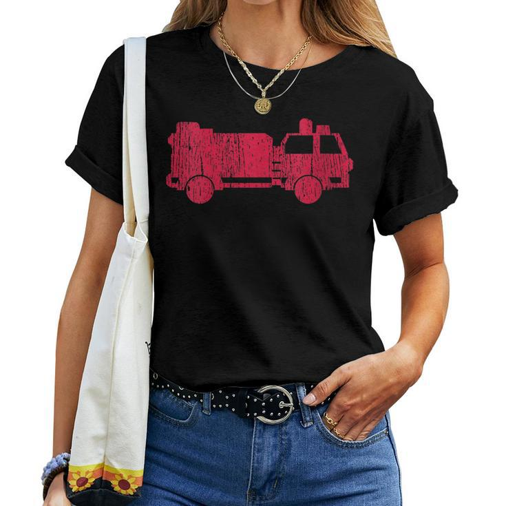 Womens Fire Truck Vintage Fire Fighter Gift Fireman Women T-shirt