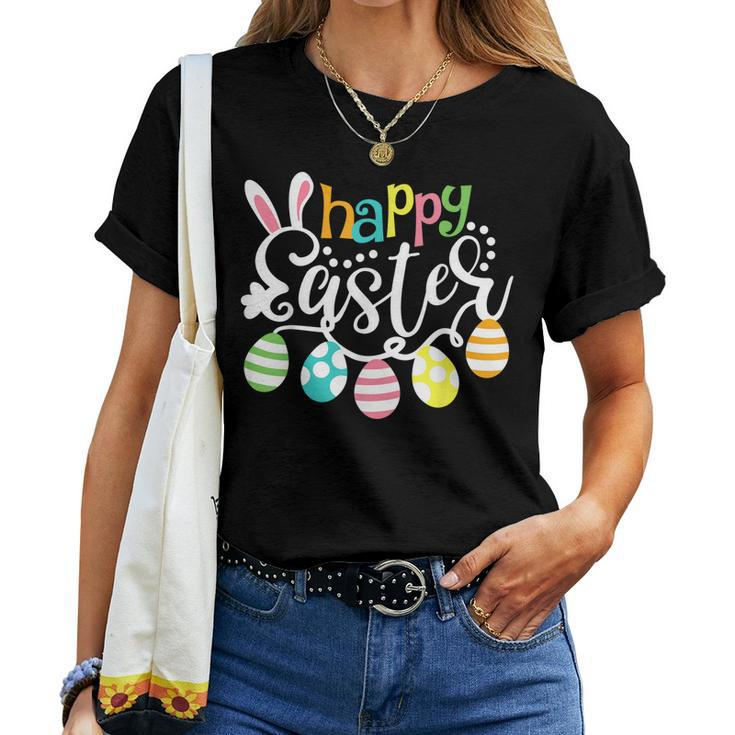 Womens Womens Happy Easter Day Egg Basket Rabbit Riding Women T-shirt