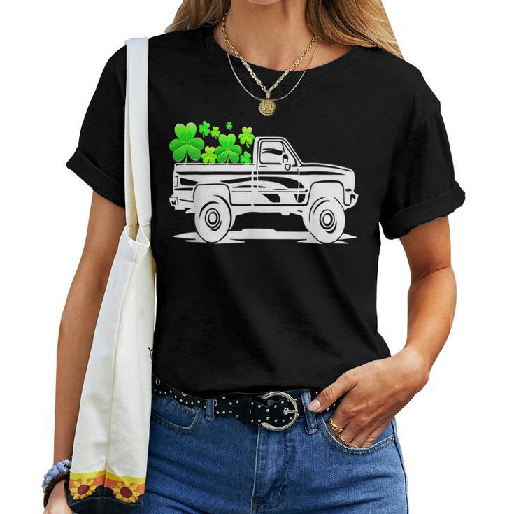Womens Happy Patricks Day Truck Green Shamrock Irish Clover V2 Women T-shirt