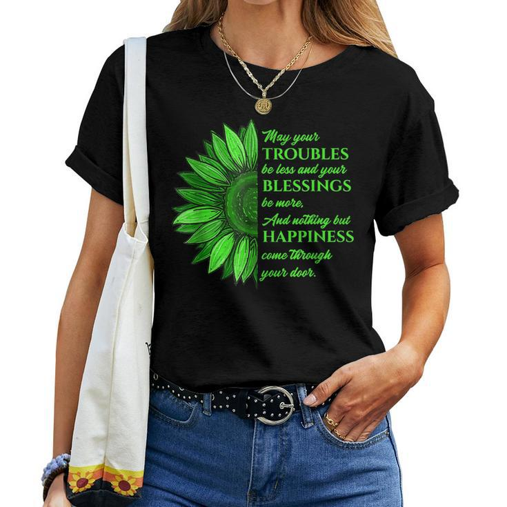 Womens Irish Blessing In Green Sunflower St Patricks Day Women T-shirt