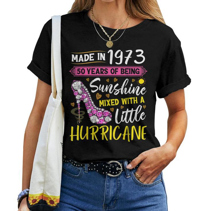 Womens Made In 1973 Floral 50 Year Old 50Th Birthday Gifts Women T-shirt