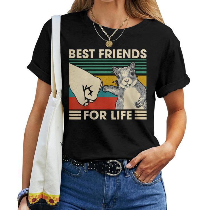 Womens Retro Vintage Squirrel Best Friend For Life Fist Bump Women T-shirt