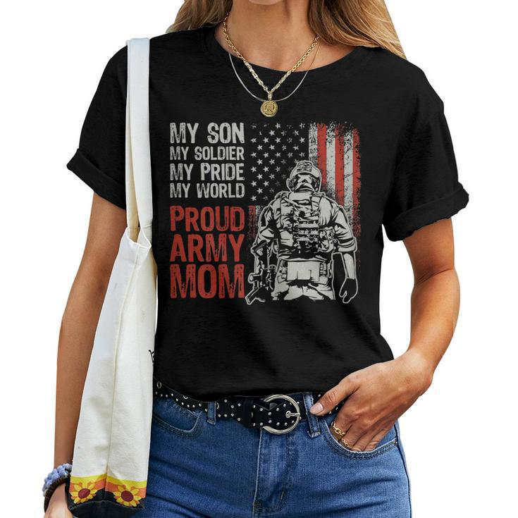 Womens My Son My Soldier Hero Proud Army Mom Us Military Mother Women T-shirt