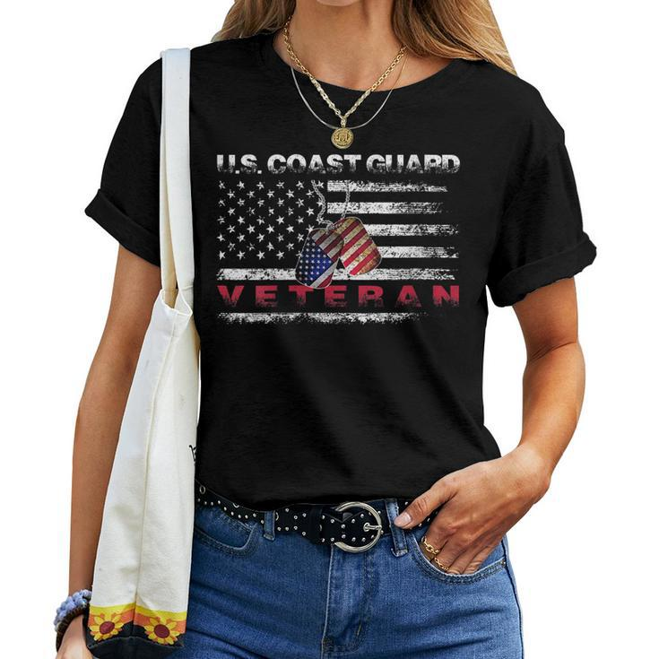 Womens Us Coast Guard Veteran Vintage Veteran Flag Women T-shirt