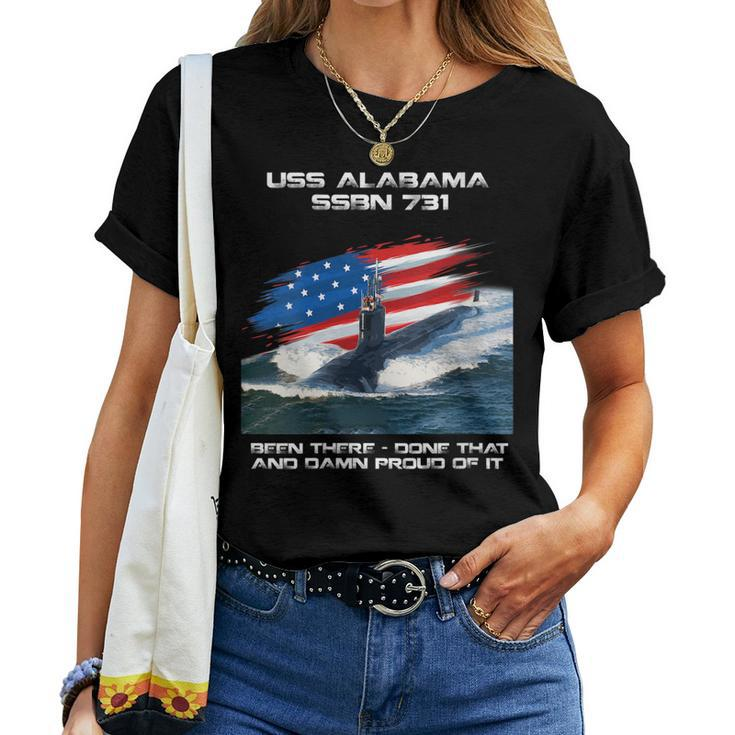 Womens Uss Alabama Ssbn-731 American Flag Submarine Veteran Xmas Women T-shirt