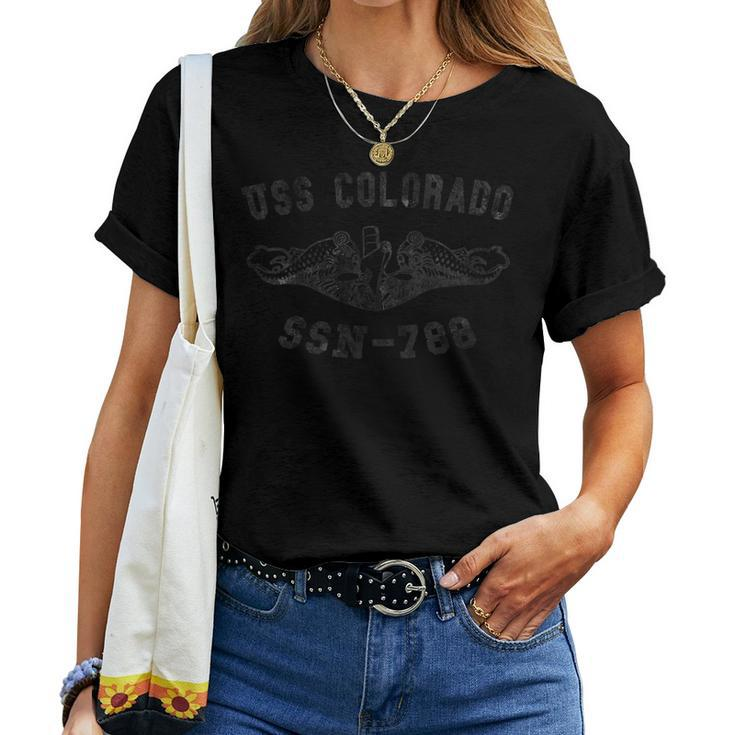 Womens Uss Colorado Ssn-788 Attack Submarine Badge Vintage Women T-shirt