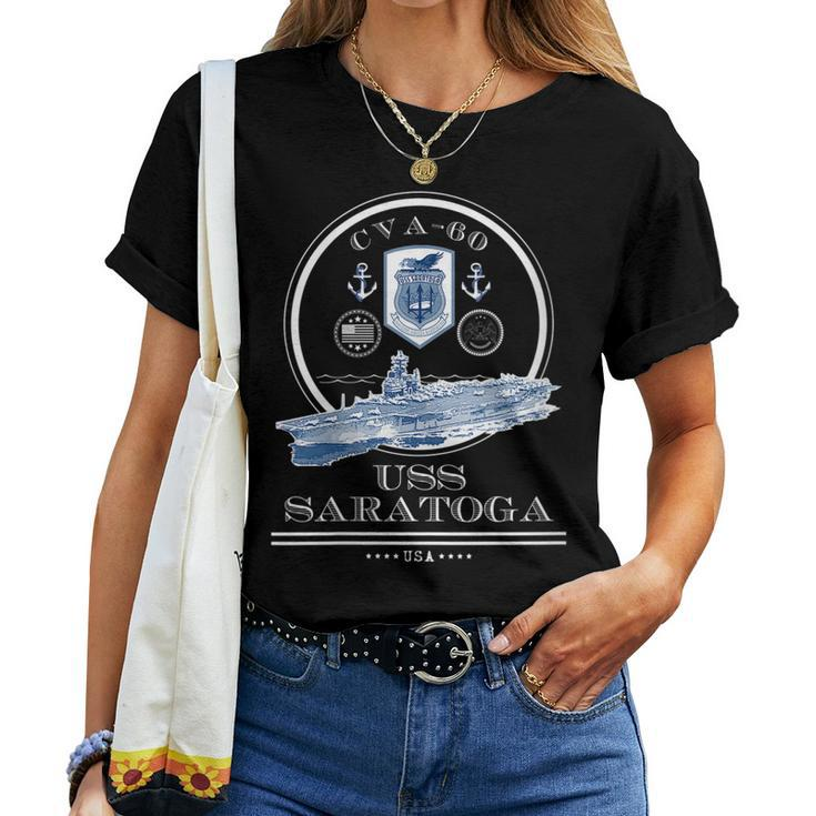 Womens Uss Saratoga Cva-60 Naval Ship Military Aircraft Carrier Women T-shirt