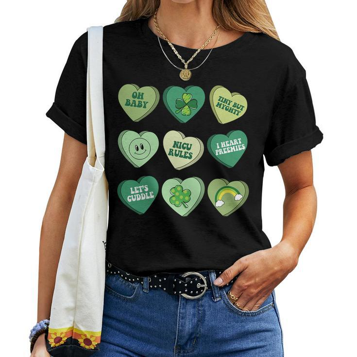 Womens Vintage Heart Candy Nicu Nurse St Patricks Day  Women T-shirt