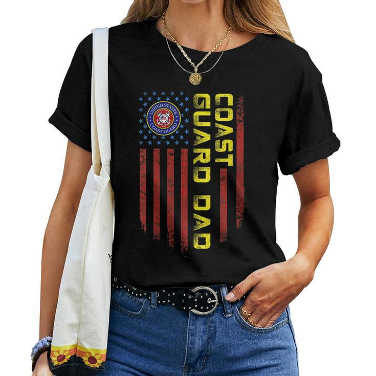 Womens Vintage Usa American Flag Proud Us Coast Guard Veteran Dad Women T-shirt