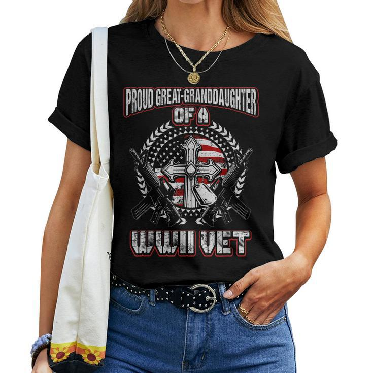 World War Two Veteran Proud Great Granddaughter Wwii Vet Women T-shirt