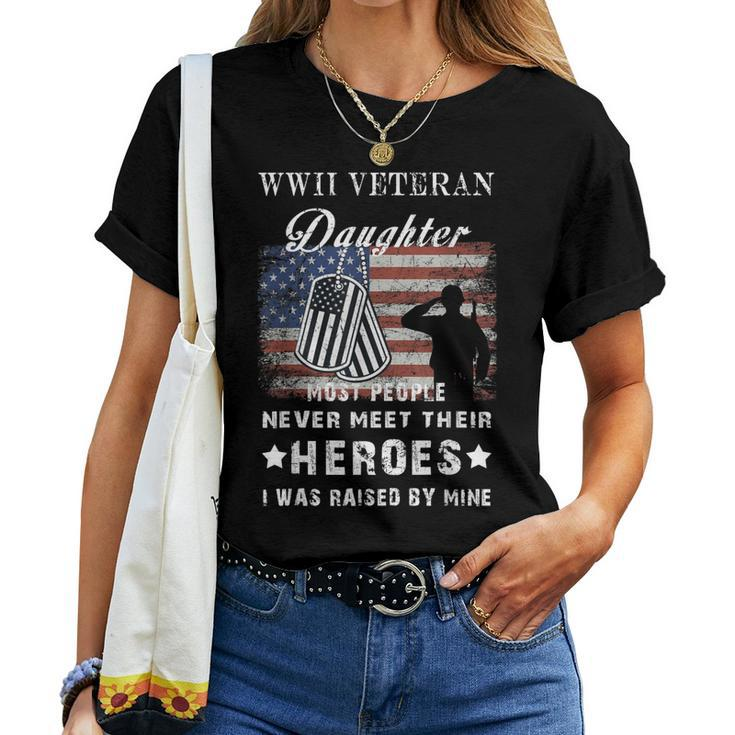 Wwii Veteran Daughter Veterans Day American Flag Women T-shirt