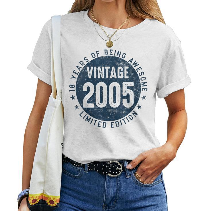 Womens 18 Year Old Vintage 2005 Limited Edition 18Th Birthday Women T-shirt