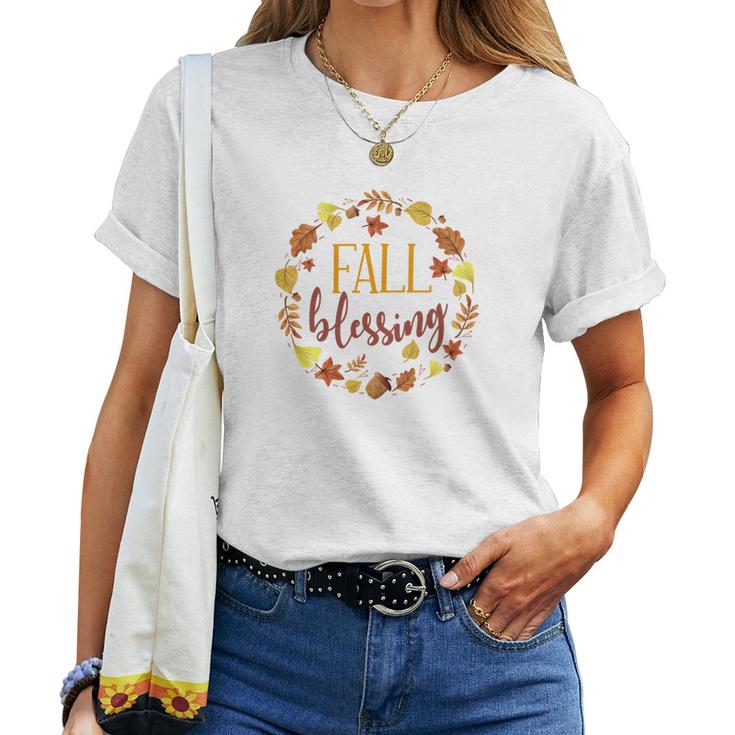 Fall Blessing Thanksgiving Gifts Women T-shirt Casual Daily Crewneck Short Sleeve Graphic Basic Unisex Tee