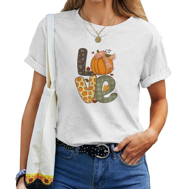 Fall Love Gift For Autumn Lovers Women T-shirt Casual Daily Crewneck Short Sleeve Graphic Basic Unisex Tee