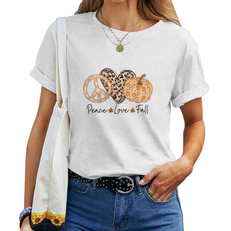Funny Fall Peace Love Fall Thanksgiving Women T-shirt Casual Daily Crewneck Short Sleeve Graphic Basic Unisex Tee