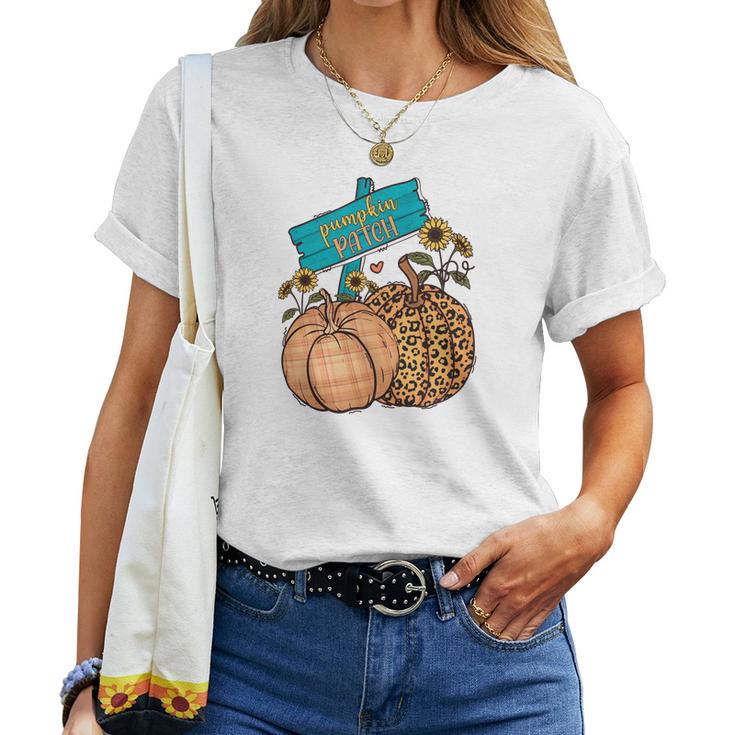 Funny Fall Pumpkin Patch Women T-shirt Casual Daily Crewneck Short Sleeve Graphic Basic Unisex Tee