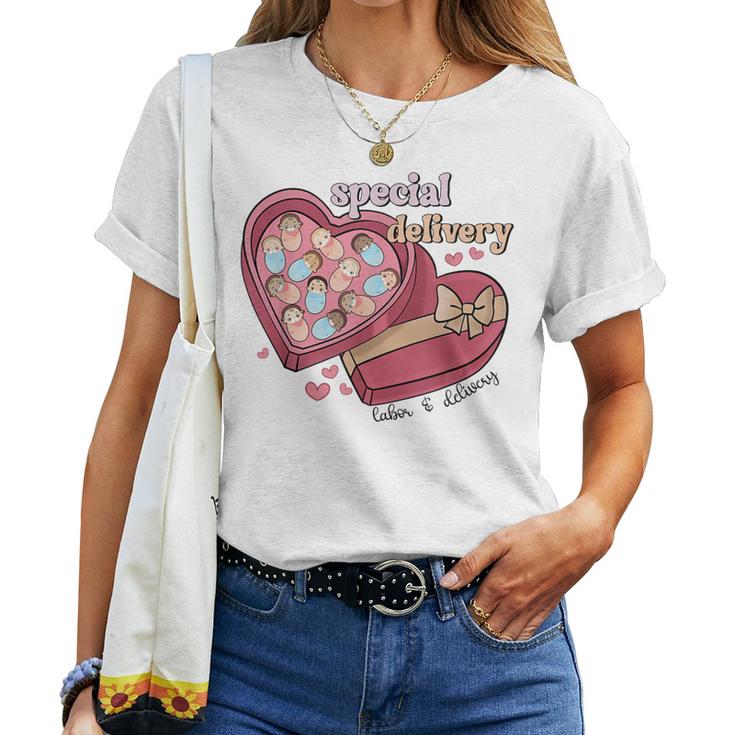 Special Delivery Labor And Delivery Nurse Valentines Day  Women T-shirt Casual Daily Crewneck Short Sleeve Graphic Basic Unisex Tee