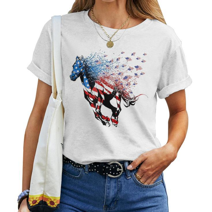 American Flag Horse 4Th Of July Patriotic Women T-shirt