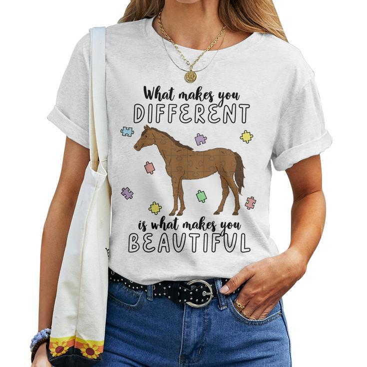 Autism Awareness Month What Makes You Different Horse Women T-shirt