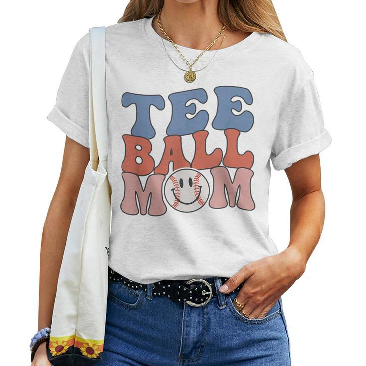 Ball Mom Groovy Tball Mama Baseball Women T-shirt