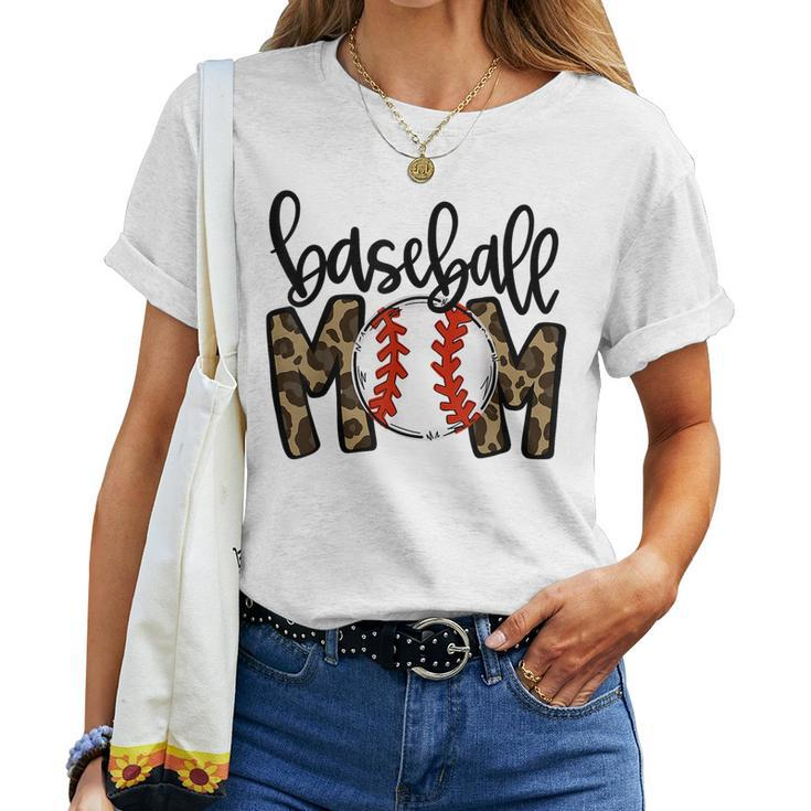 Baseball Mom Leopard Game Day Vibes T Ball Mom Women T-shirt