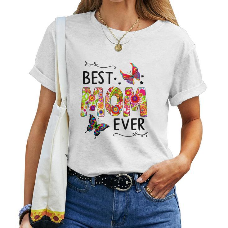 Best Mom Ever Colored Butterfly Patterns Women T-shirt