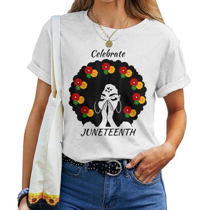Women Black Queen Afro Melanin Dripping Junenth Women T-shirt