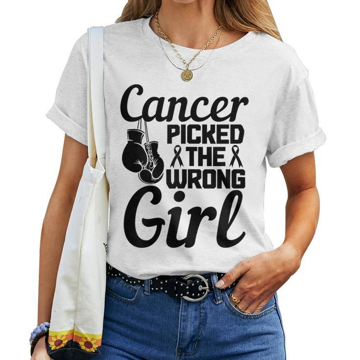 Womens Cancer Picked The Wrong Girl Breast Cancer Awareness Month Women T-shirt