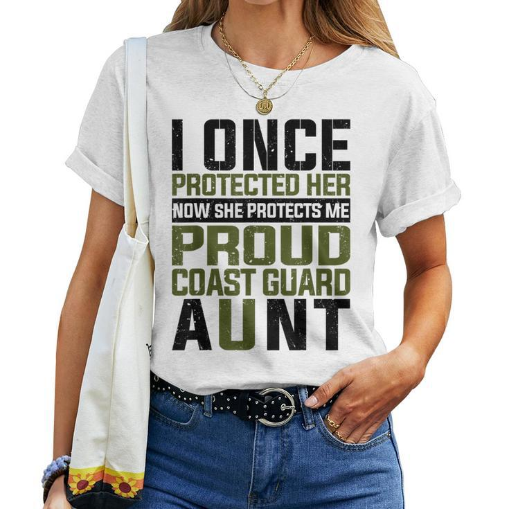 Coast Guard Aunt Now She Protects Me Proud Coast Guard Aunt Women T-shirt