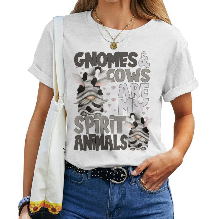 Cow For Women Gnomes & Cows Are My Spirit Animal Women T-shirt