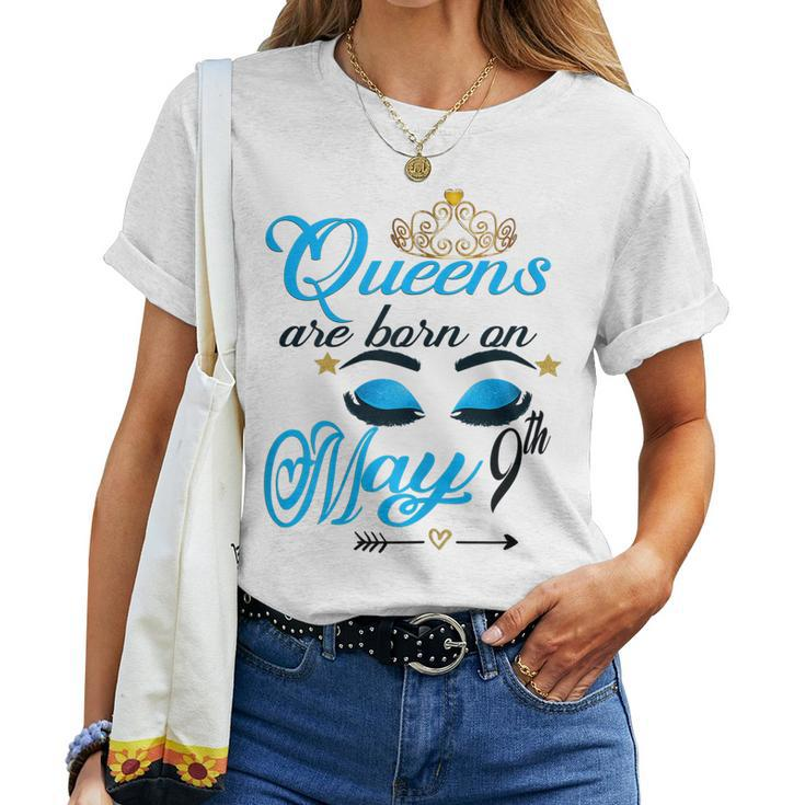 Cute Birthday Girl Queens Are Born On May 9Th Taurus Girl Women T-shirt